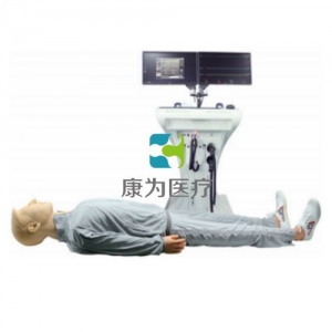 “康為醫(yī)療”綜合仿生急救技能訓練系統(tǒng)  產(chǎn)品特點： 一. 模擬人特點 頭頸部  模型眼睛可瞬目, 瞬目頻率可調(diào)，瞳孔可根據(jù)病例設置變化，正常狀態(tài)下可進行瞳孔對光反射 模型人可根據(jù)病例設置發(fā)出人聲 氣道管理：逼真的口、鼻、舌、牙齦、咽、食管、會厭，模擬清除呼吸道異物，支持仰頭抬頸法、仰頭舉頦法、雙手抬頜法三種方式開放氣道。可行氣管插管術，插管正確與否，顯示屏有提示 可模擬的氣道并發(fā)癥 舌水腫 、氣道梗阻 頸動脈搏動觸感真實 四肢  包括肱、橈、股、摑、足背動脈搏動 同時練習血壓、脈搏測量，也可單一練習，可以
